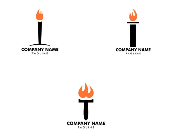 Set von Fackel Feuer Vektor Logo Design — Stockvektor