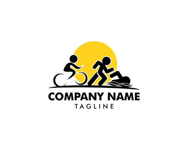 Logo de l "épreuve de triathlon, icônes de natation, course et vélo — Image vectorielle