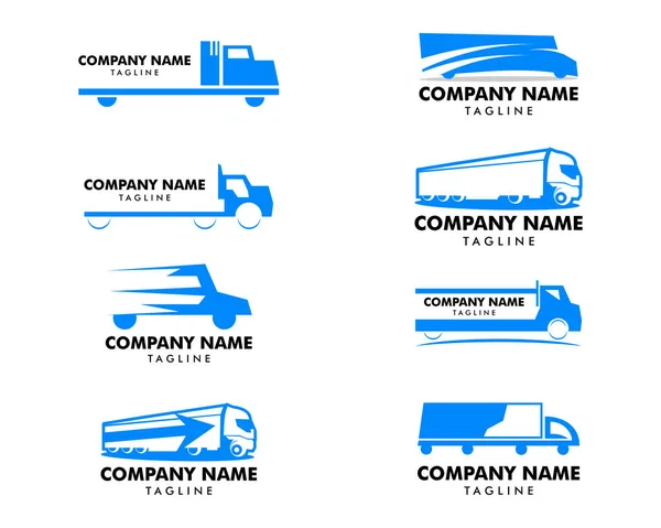トラック配達貨物ロゴデザインベクトルテンプレートのセット — ストックベクタ