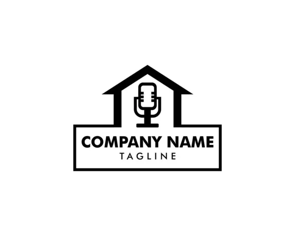 Podcast Home Icon Logo Tasarım Öğesi — Stok Vektör