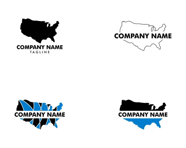 Amerikan Harita Vektör Logo Şablon Tasarımı Seti — Stok Vektör