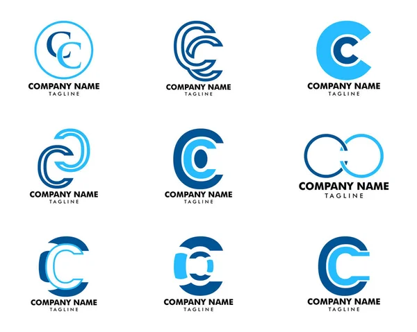 Set of Initial Letter CC Logo Template Design — Stock Vector