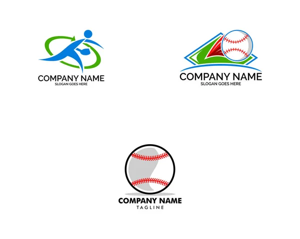 Conjunto de vetor de modelo de logotipo do clube de beisebol, conceito de logotipo do esporte — Vetor de Stock
