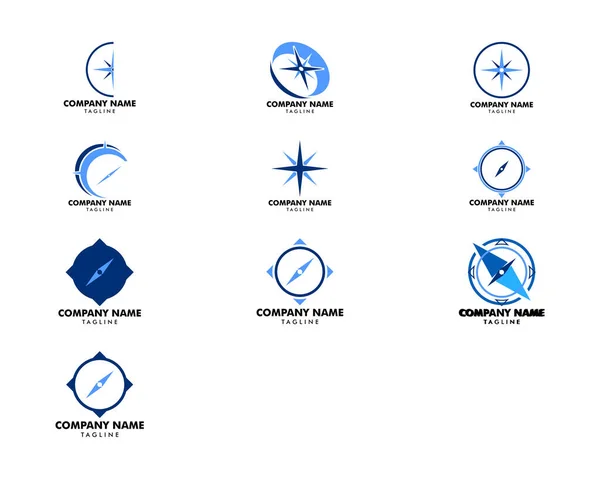 Zestaw kompas Logo szablon wektor ikona ilustracja wzoru — Wektor stockowy