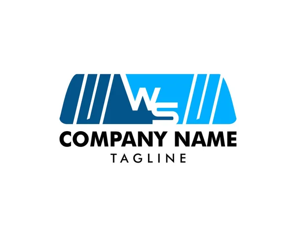 Letra Inicial WS Parabrisas Limpiaparabrisas Diseño de Logo del Coche — Vector de stock