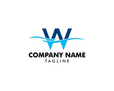 İlk Harf W Dalgalı Su Logo Vektörü Simgesi