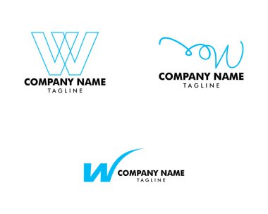İlk Harf W Logo Şablon Tasarımı Seti