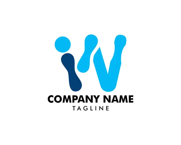 Letra inicial W People Logo Template — Vector de stock
