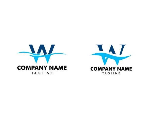 W Harfi Dalga Su Logo Vektörü Simgesi Kümesi