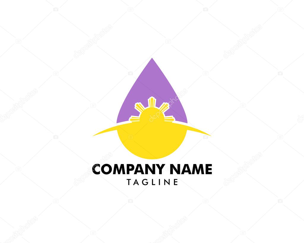 Lavender Essential Oil with Philippine Flag Sun Logo Design Vector Template
