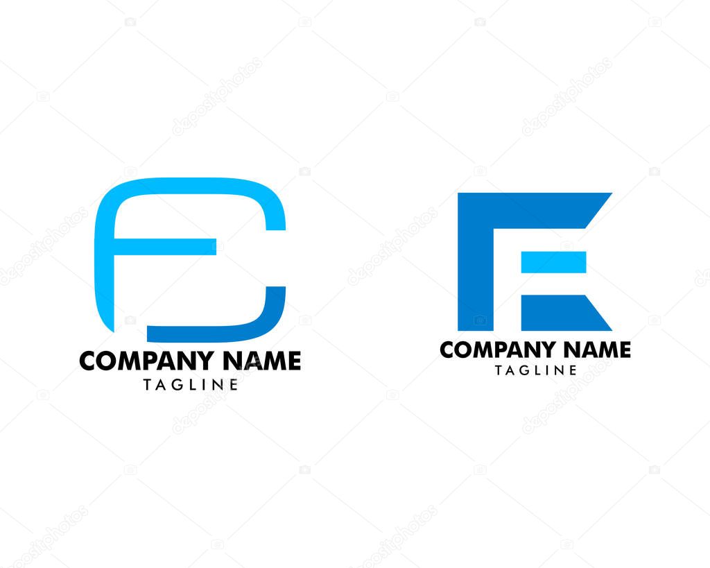 Set of Initial Letter CF Logo Template Design