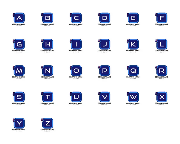 Set Aus Anfangsbuchstaben Logo Quadrat Abgerundete Ecken Mit Pixelelement — Stockvektor