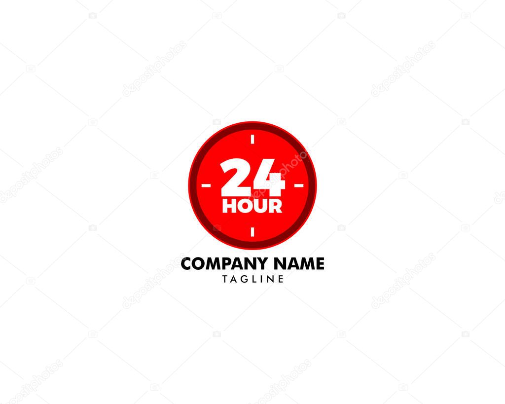 24 Hours Logo Vector Illustration