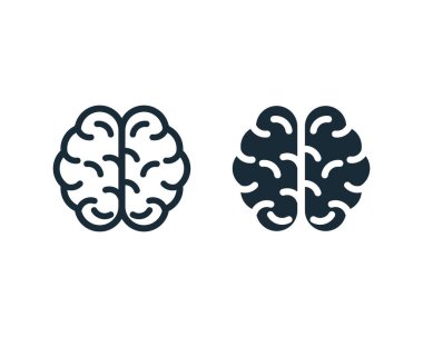 Beyin Simgesi Vektör Logosu Çizim Tasarımı