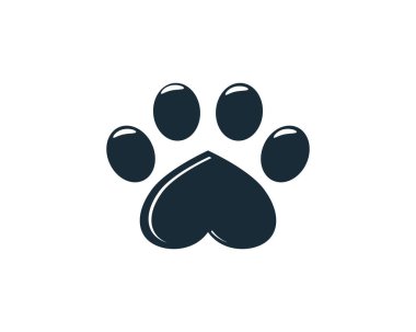 Paw Print Hayvan Sevgisi Simgesi Logo Şablonu Çizim Tasarımı