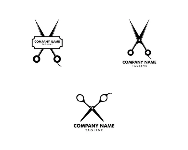 Conjunto Logotipo Tesoura Logotipo Barbeiro Ilustração Vetor Logotipo Barbearia —  Vetores de Stock