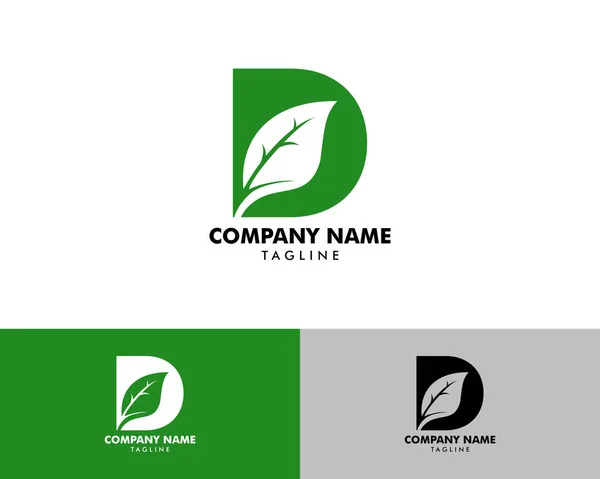 Élément Modèle Conception Logo Feuille Lettre Initiale — Image vectorielle