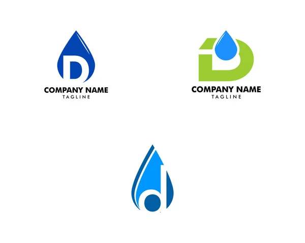 Conjunto Letra Inicial Drop Water Logo Design Template — Vetor de Stock