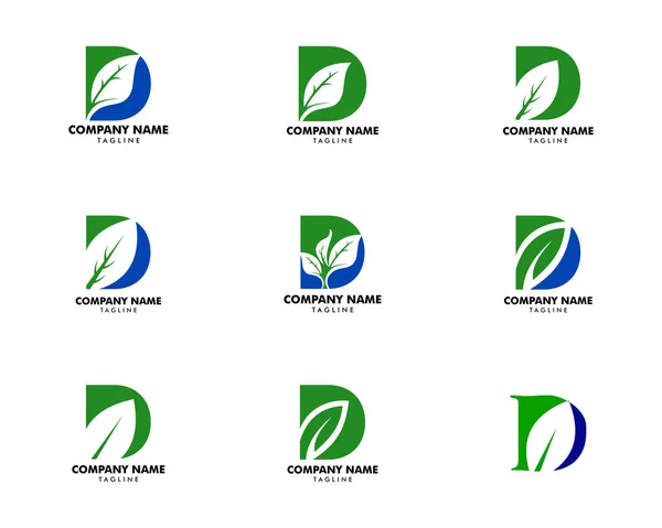 Set Lettera Iniziale Leaf Logo Design Template Element — Vettoriale Stock