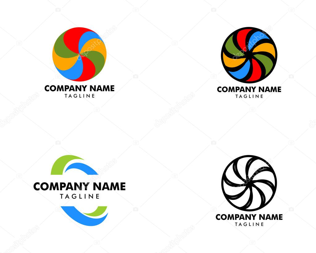 Set of Vortex Vector Illustration Icon Logo Template Design