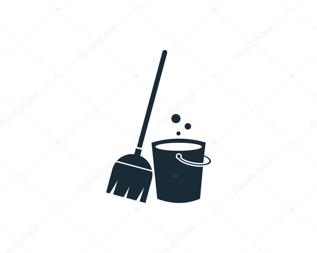 Cleaning Service Equipment Icon Vector Logo Template Illustration Design