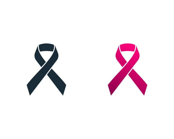 Câncer Mama Fita Ícone Vetor Logotipo Modelo Ilustração Design — Vetor de Stock