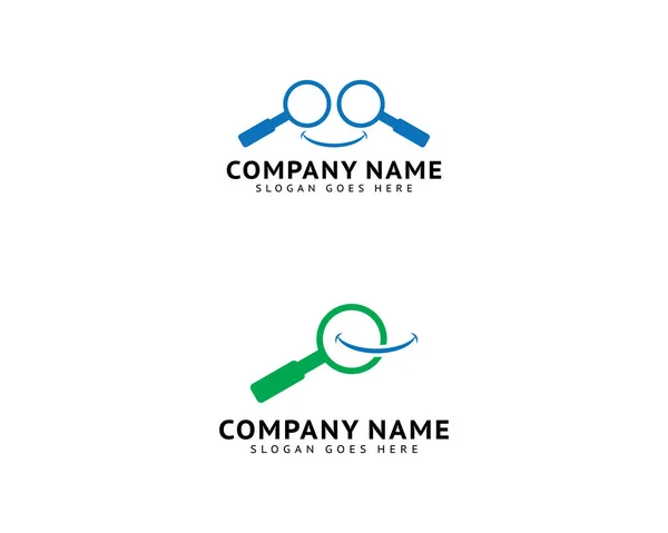 Set Van Vergrootglas Glimlach Logo Vector Template Ontwerp — Stockvector