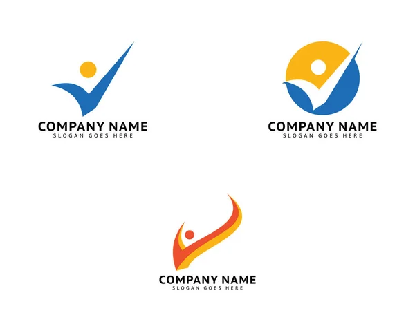Conjunto Pessoas Verificar Modelo Vetor Design Logotipo — Vetor de Stock