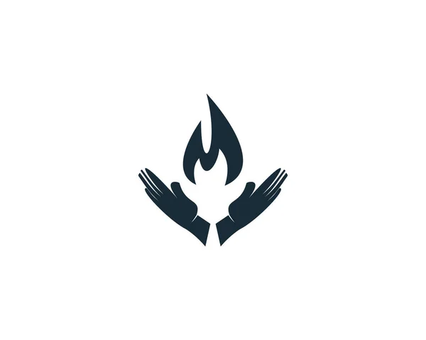 Modèle Illustration Logo Vectoriel Icône Feu Main Flamme — Image vectorielle