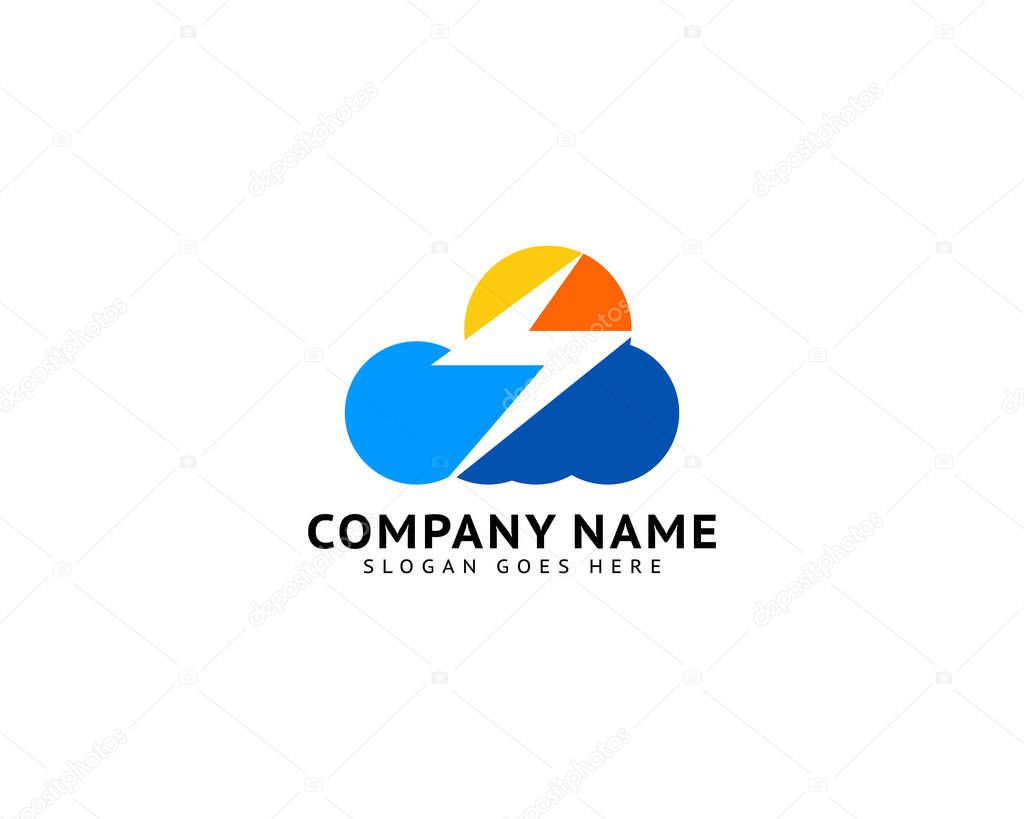 Cloud and Lightning Logo Icon Template Vector Design
