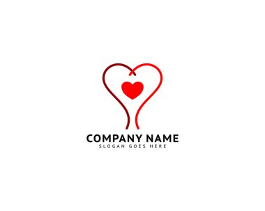 Heart Love Logo Şablon Vektör Simgesi Tasarımı