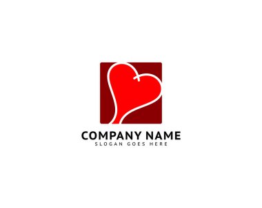 Heart Love Logo Şablon Vektör Simgesi Tasarımı