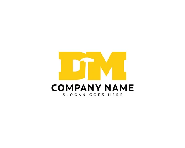List Wstępny Hammer Logo Design Construction Manufacture Repairing — Wektor stockowy