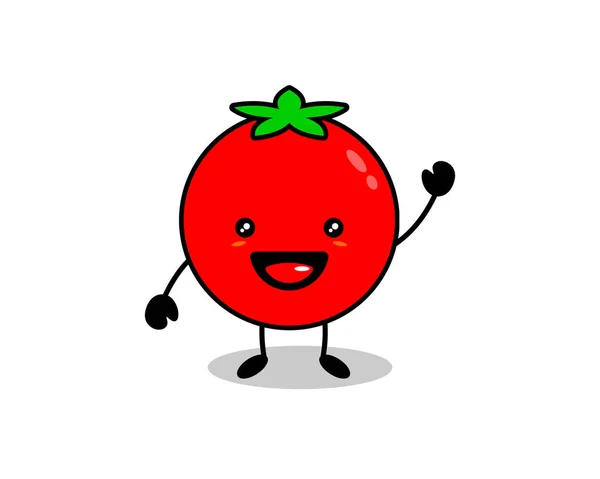 Glückliche Süße Lächelnde Tomate Vector Flache Zeichentrickfigur Illustration Symbol Isoliert — Stockvektor