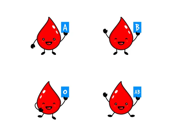 Cute Happy Healthy Smiling Blood Drop Character Vector Modern Trendy — Stock Vector