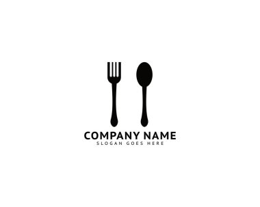 Çatal bıçaklı logo restoranı, bir kaşık ve çatal vektör çizimi