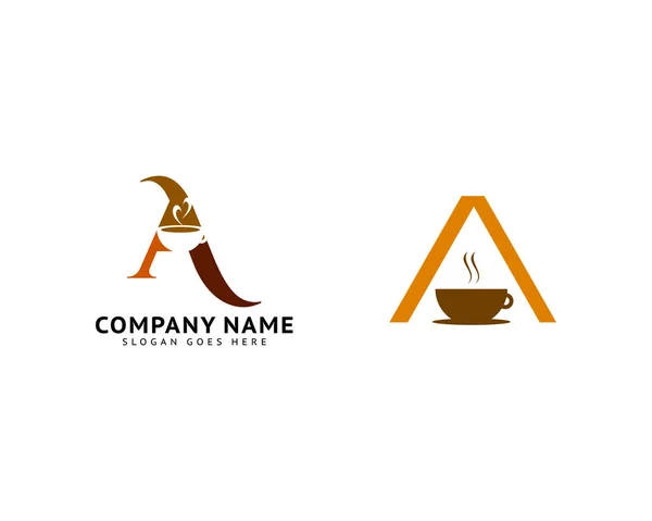 Conjunto Letra Inicial Logo Café Elementos Plantilla Diseño Icono — Vector de stock
