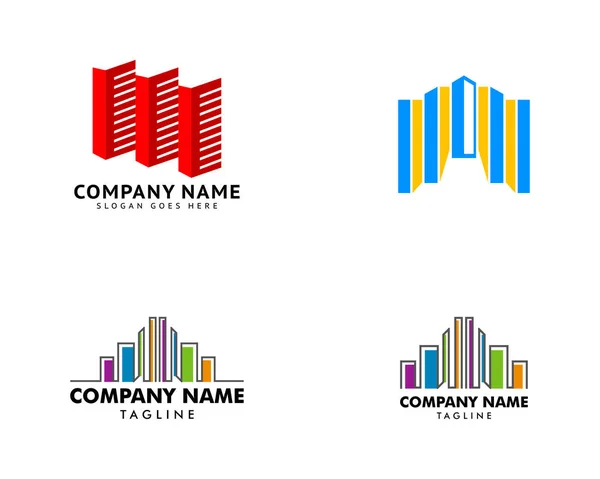 Set Van Building Icon Logo Design Element — Stockvector