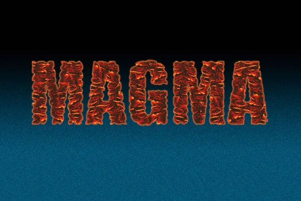 Concept Magma Text Decorative Magma Text Magma Blue Black Background — Stock Photo, Image