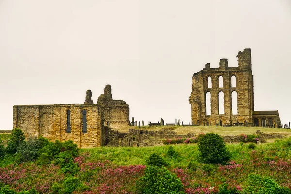 Castello e Priorato di Tynemouth, Tyne e Abbigliamento Fotografia Stock