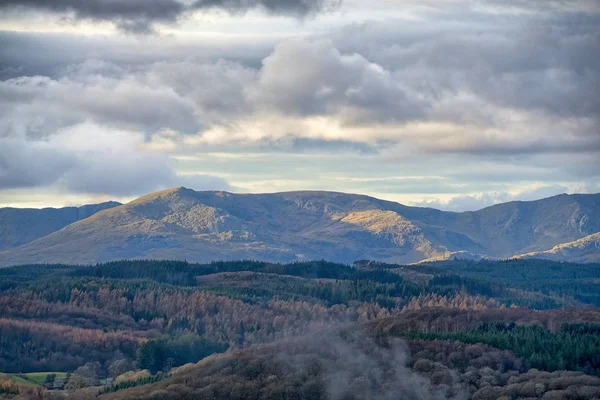 A panoramic view of the Coniston fells in the English Lake District. — Stock Photo, Image