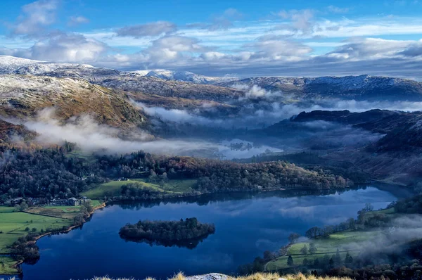 A view of Grasmere and Rydal Water from Silver How. — Stock Photo, Image