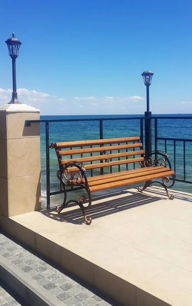 Lonely Bench Black Sea — Stock Photo, Image