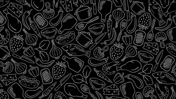 Продукты Питания Кухня Приготовление Каракули Фон — стоковый вектор