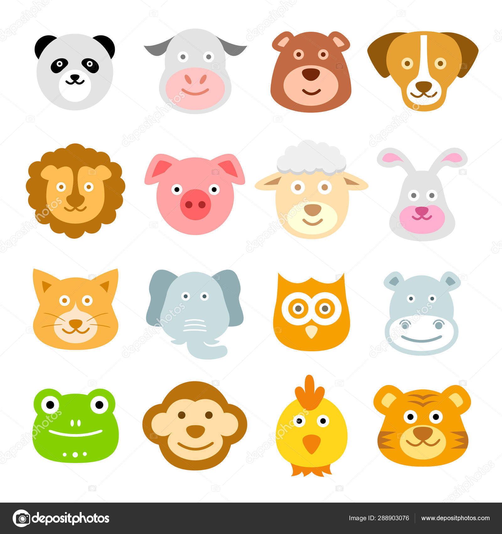 Vetores de Animais Kawaii Rostos Fofos Do Zoológico Animais Sorridentes  Cabeças De Vetor De Desenho Animado Conjunto De Ilustração e mais imagens  de Emoticon - iStock