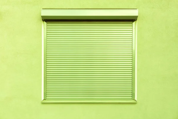 Light Green Metal Blinds Windows Facade House — Stock Photo, Image