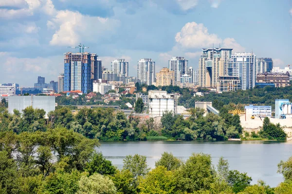 Construction New High Rise Buildings Right Bank Dnipro River Kyiv — Stock Photo, Image