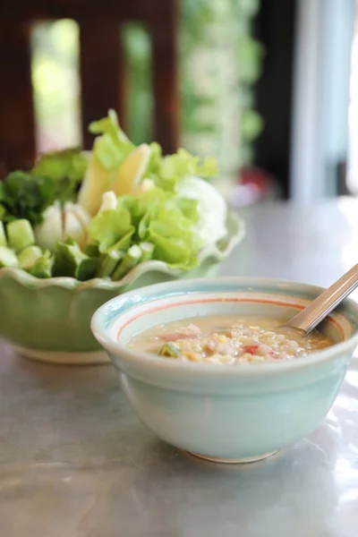 Sojabohnen Mit Schweinehack Kokosmilch Mit Frischem Gemüse Traditionelle Thailändische Küche — Stockfoto