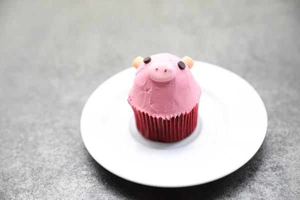 Schicke Cupcake Süßes Schweinegesicht — Stockfoto