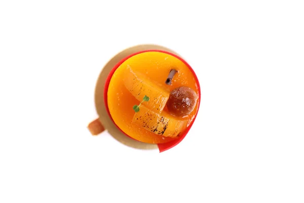 Mango Kuchen Mit Erdbeer Schokolade Isoliert Weißem Hintergrund — Stockfoto